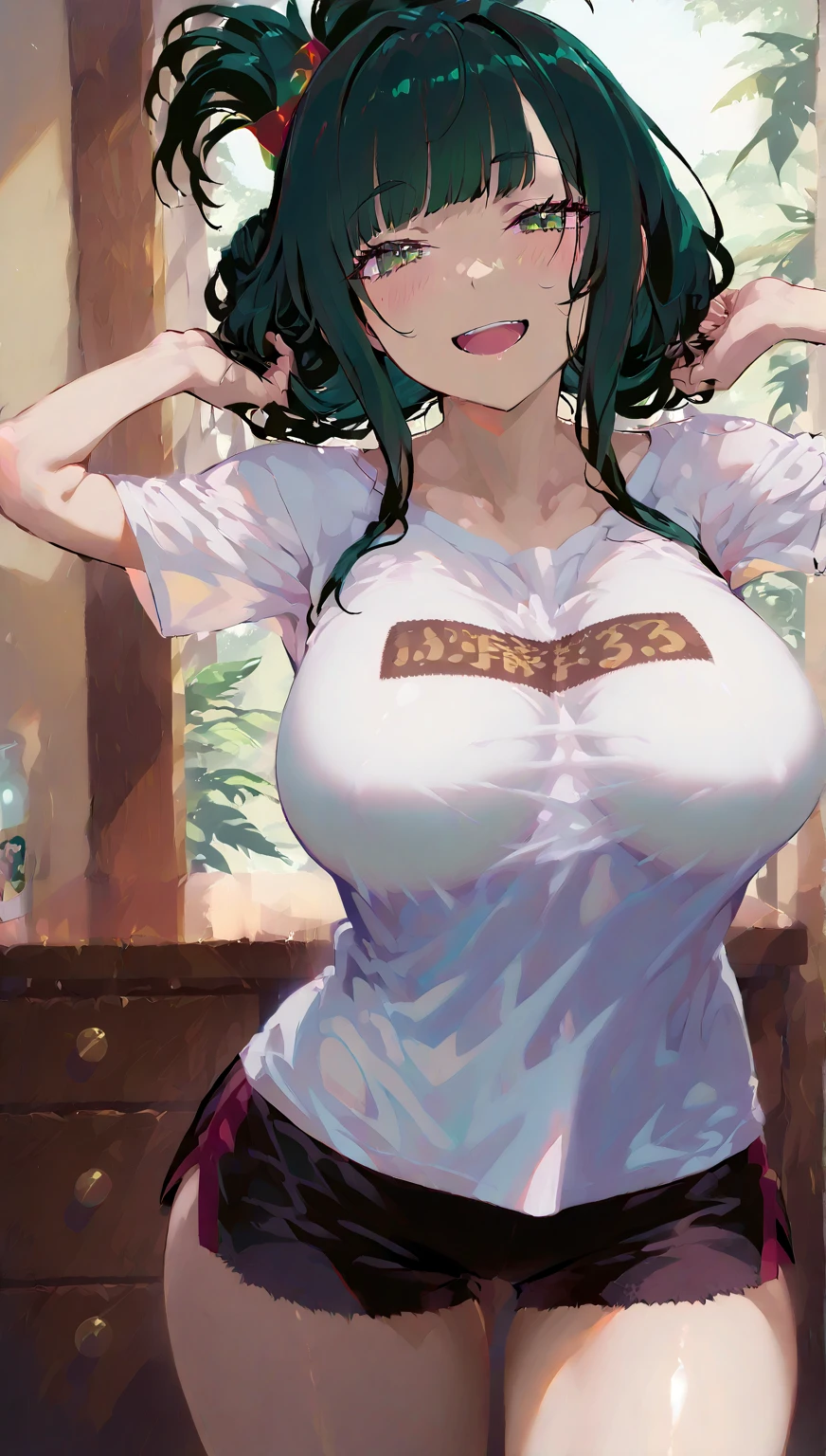   , Croped, , cleavage, slim waist, cropped hoodie underboob, cropped hoodieunderboobhoodie, 1girl, 2 wolf ears, wolf tail, marijuana crop hoodie, crop shorts, marijuana hoodie, spiky hair, spiky fur, green hair, red eyes,marijuana field, tight clothes, perfect eyes, perfect hands, clear resolution, full body, cleavage skin, marijuana plants, open hoodie, marijuana field, black thigh high socks, full body, earrings, 1girl, skirt,  cleavage, slim waist, cleavage, slim waist, hair pulled back, big breast, round butt, slim waist, best quality, thick thighs, D-cup breast, 