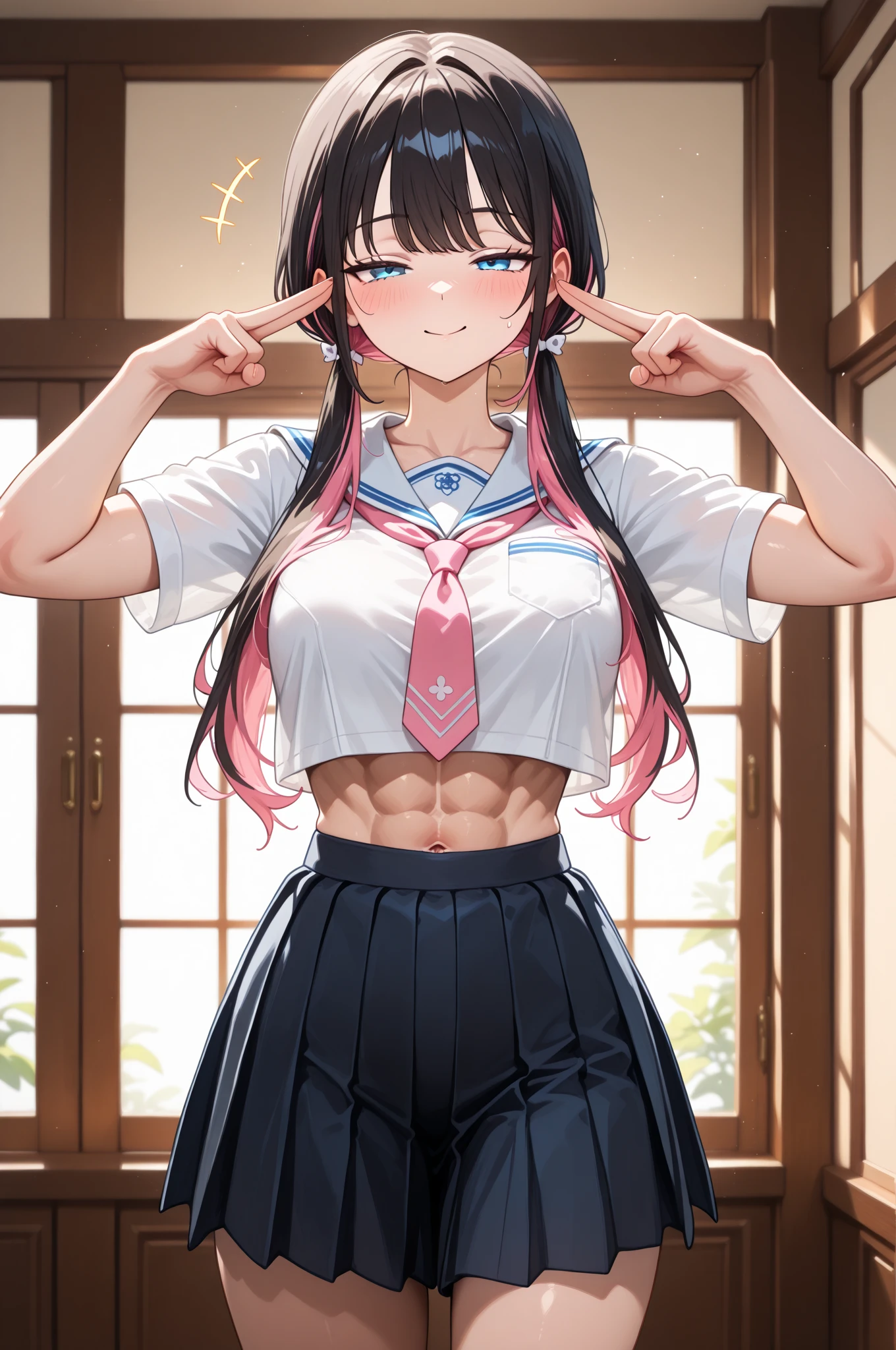 big breasts, a beautiful and cute lady, (((wearing a very short and sexy bikini))), at school, (muscular ass), (small waist), (only butt), wide hips, (full body photo) , (((Ichika Amasawa))), white skin, red ribbons in her hair, (((bright yellow eyes))), magenta hair color, good anatomy, perfect hands, (perfect muscular legs), slim waist, abdomen muscular, wearing black high heel shoes, (((body photo))) , (standing), (((looking at me showing me his huge muscular ass))), (Hair color Magenta ), camera under the ass, straight hair, (((twintails hair, (extended yellow eyes), anime, minimalism, anime style, ray tracing, cinematic lighting, shine, JPEG artifacts, bright light, divine rays, backlight, symmetry , panorama, Sony FE, hard drive, master piece, precise, anatomically correct, Super Detail, best quality, hard drive, Loudest, 16k