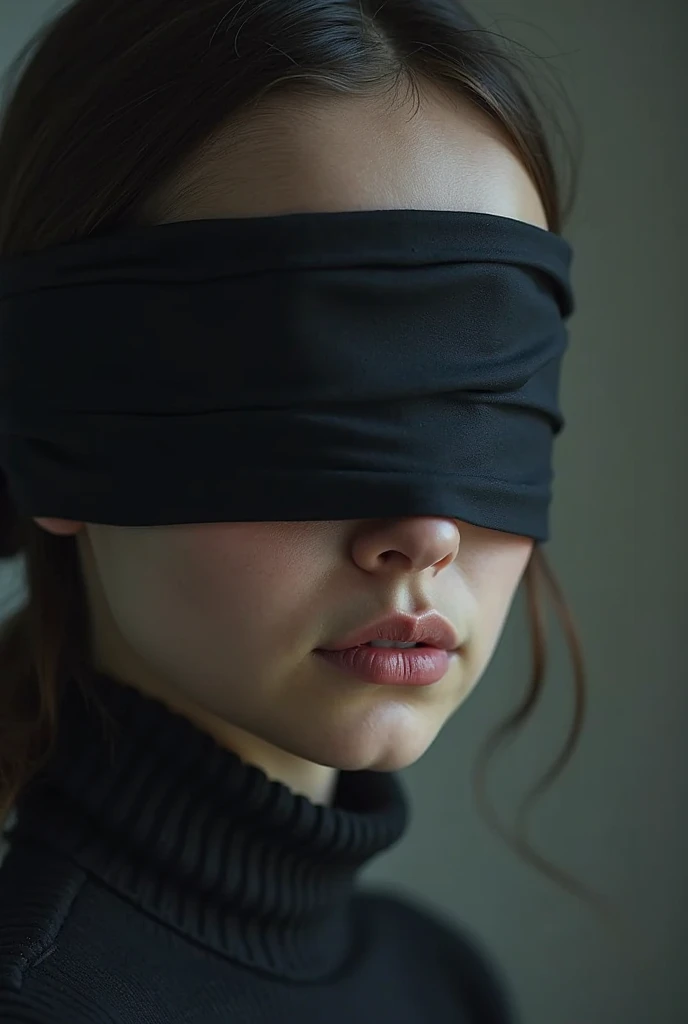 «»A photorealistic image of a feminist woman with her eyes blindfolded«», symbolizing the fight for gender equality. The woman stands confidently, with her head held high, representing strength and resilience. The blindfold serves as a powerful statement against the obstacles faced by women in their pursuit of justice and empowerment. The background can be a cityscape or a protest scene, emphasizing the woman's role in advocating for change. The lighting should be impactful, with a mix of warm and cool tones, creating a dynamic and emotional atmosphere. The resolution is set at a professional 8K level, ensuring meticulous attention to detail in the woman's facial expressions and the textures of the blindfold. The final image should be a powerful and realistic portrayal of the feminist woman, capturing the essence of her determination and courage.