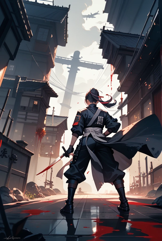 ((masterpiece, best quality)), (extremely detailed CG unity 8k wallpaper, masterpiece, best quality, ultra-detailed, best shadow), (detailed background), (beautiful detailed face, beautiful detailed eyes), High contrast, (best illumination, an extremely delicate and beautiful), (anime girl:1.2), ((anime girl with a katana walking on water, ripples, backdrop of dawn, backshot, saturn in the background, low angled illustration from demon slayer, concept art, anime, key visual, trending pixiv fanbox by wlop and greg rutkowski and makoto shinkai and studio ghibli )), ((caustic)), dynamic angle, beautiful detailed glow,