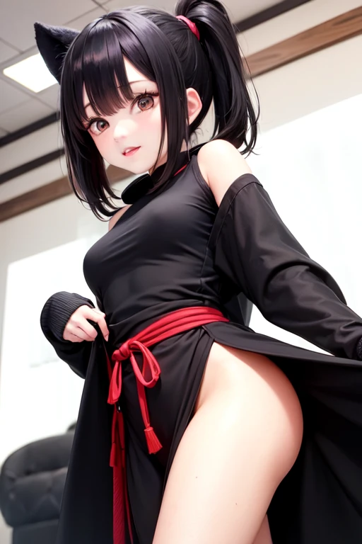 Highest quality, masterpiece, Ultra-high resolution, (Realistic:1.4), RAW Photos, 　Love Hotel　Vulgar tattoos　　smile　　devil　she wants penis　　Dorsal position　　下品なdevil 　Put your ass in front of the camera　she&#39;Shaking her big ass and begging