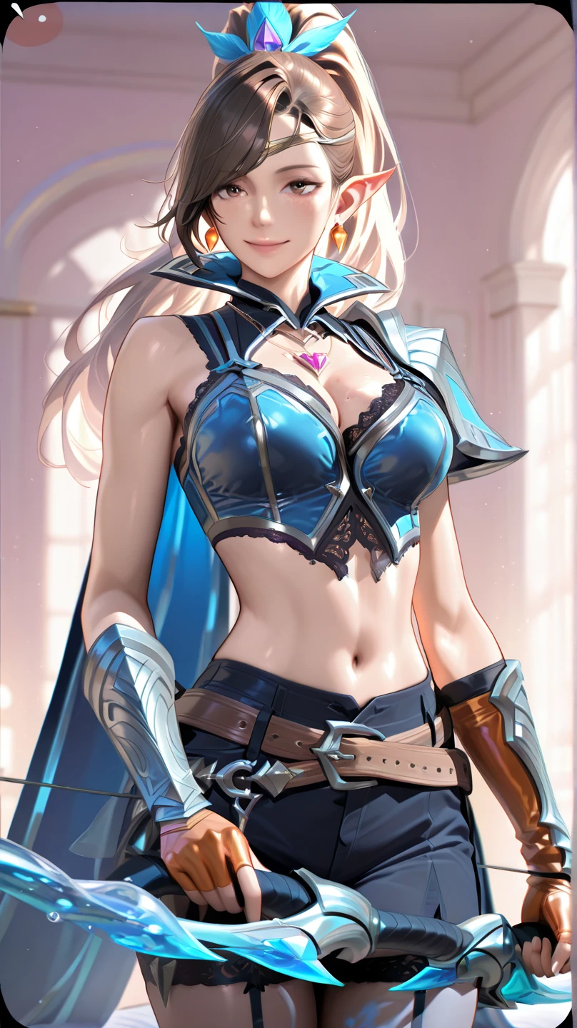 ((Masterpiece, Highest quality)), Detailed face, CharacterDesignSheet, full bodyesbian, Full of details, Multiple poses and expressions, Highly detailed, Depth, Many parts,Beautiful paladin girl,holding a shield,Extremely beautiful,High Balance, Natural light, Lace,lacepantyhose,black in color,starrysky,Star decoration, exposed belly