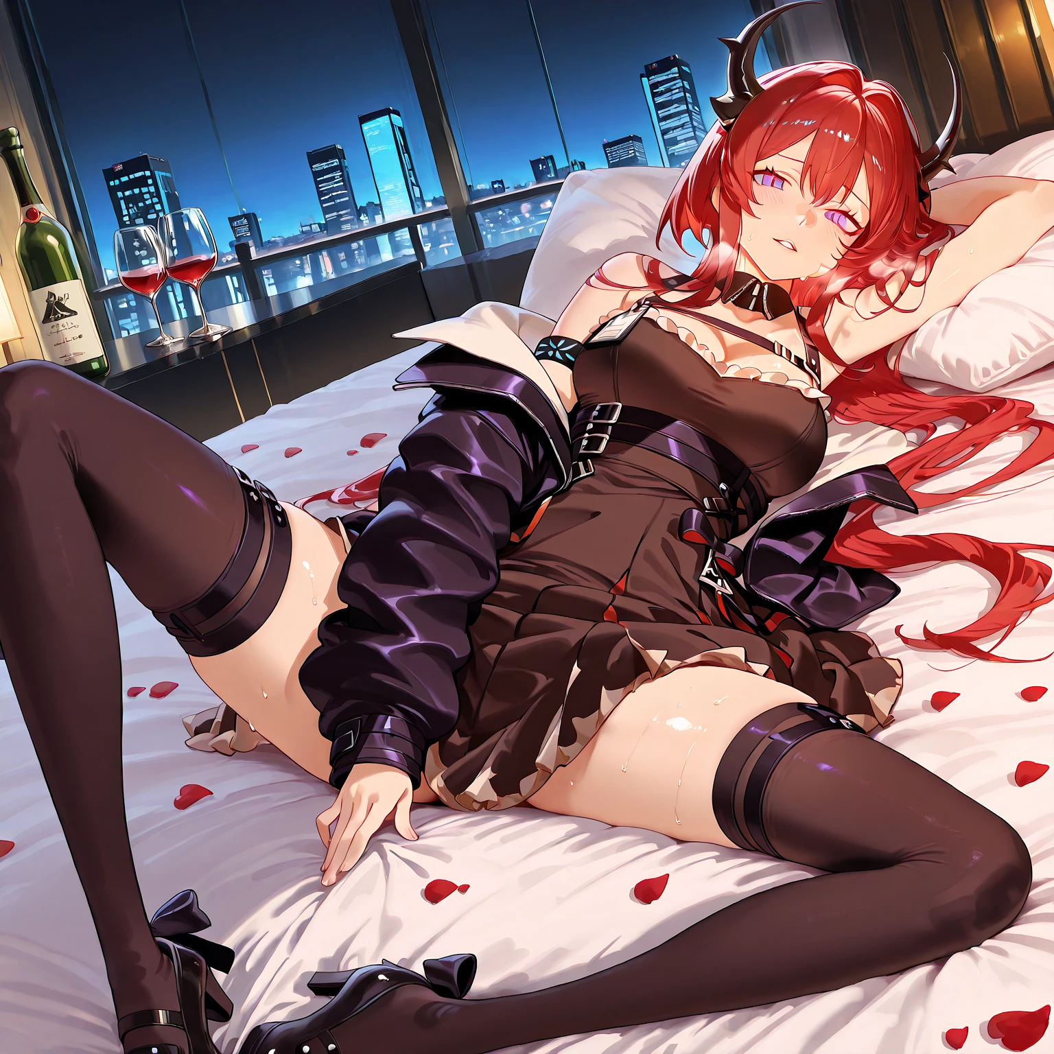 Sure, here's a prompt:

"Generate an anime-style character wearing lingerie. The character should have a confident expression and be posed in a seductive manner. The lingerie should be intricate and stylish, with attention to detail in lace and fabric textures. Ensure the character's design aligns with typical anime aesthetics, including exaggerated features and vibrant colors."