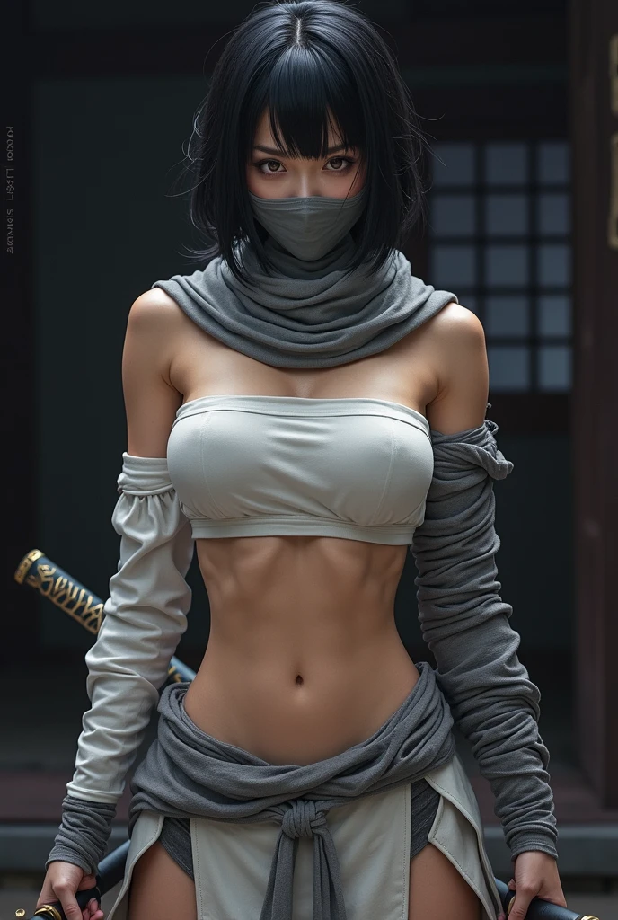 Anime clans , Indian armys, strong body, scary face masks, strong arms, spear , shield, compact, long hair