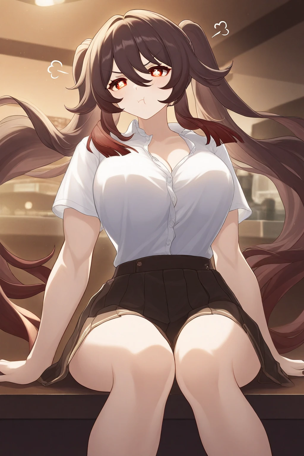 Beautiful woman standing with her legs open, dressed as a maid, ((dynamic pose))), reclining on a table, taking back, taking back, showing her ass, Pantyhose drooping, long and slender legs, (beautiful round tail), (narrow waist). NSFW. pulling out ass, pantyhose at half height