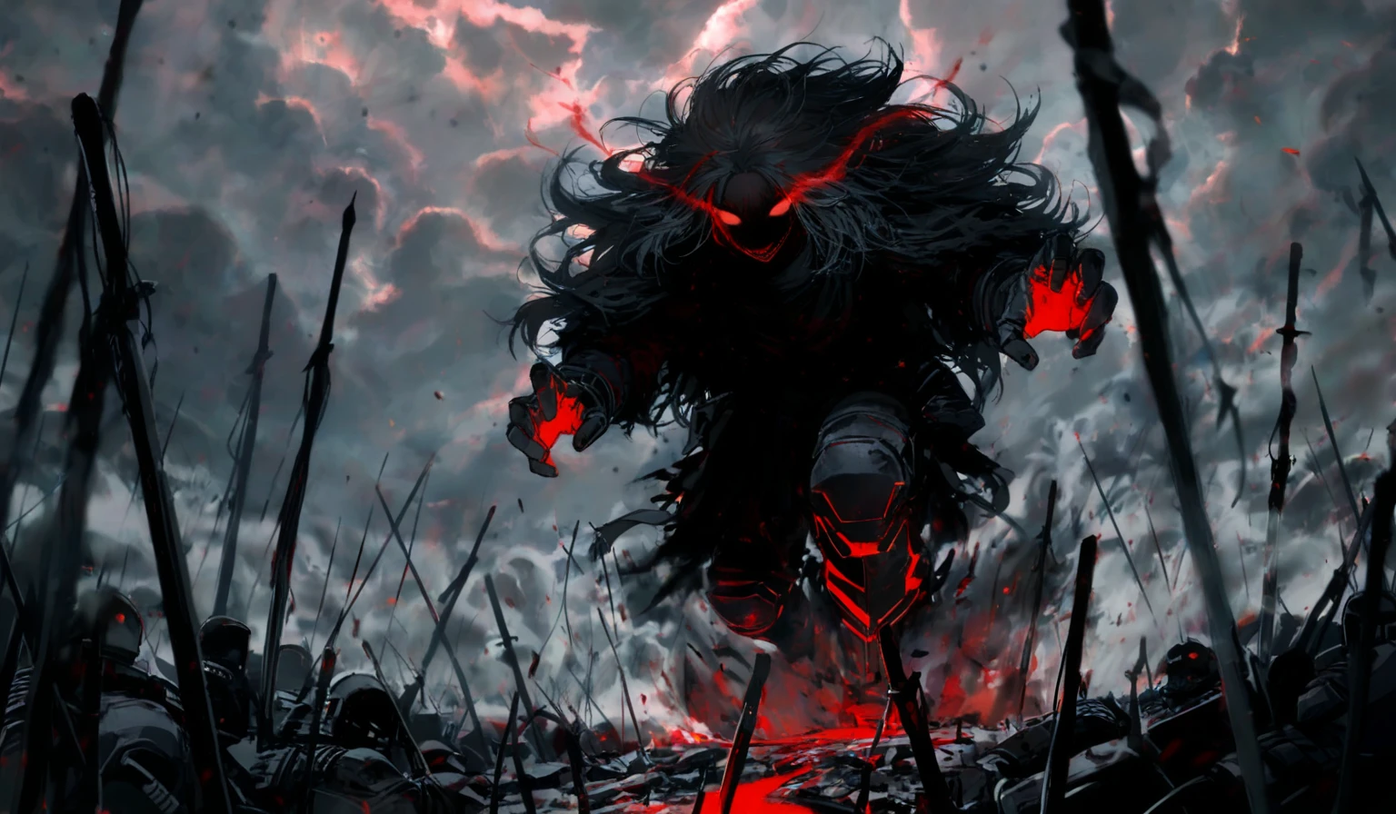 In the eerie dark anime-style illustration, a demon slashes it's razor sharp claws through at the mall security guards, blood splattering as they fall - The scene is set in a destroyed shopping mall store, with blood, black fog, and smoke adding to the chaos. This chilling painting captures the horror and despair of the moment, with vivid details like terrified expressions and frantic movements of the victims. The high-quality image seamlessly blends elements of fear and destruction, immersing viewers in the harrowing narrative of a tragic event unfolding. A dynamic sequence draw art style influenced by japanese artists, niji, black outlines, ultra-detailed, 8k, dramatic lighting, cinematic, highly detailed face, elegant, intricate details, vibrant colors, dramatic shadows, hyper-realistic, masterpiece,