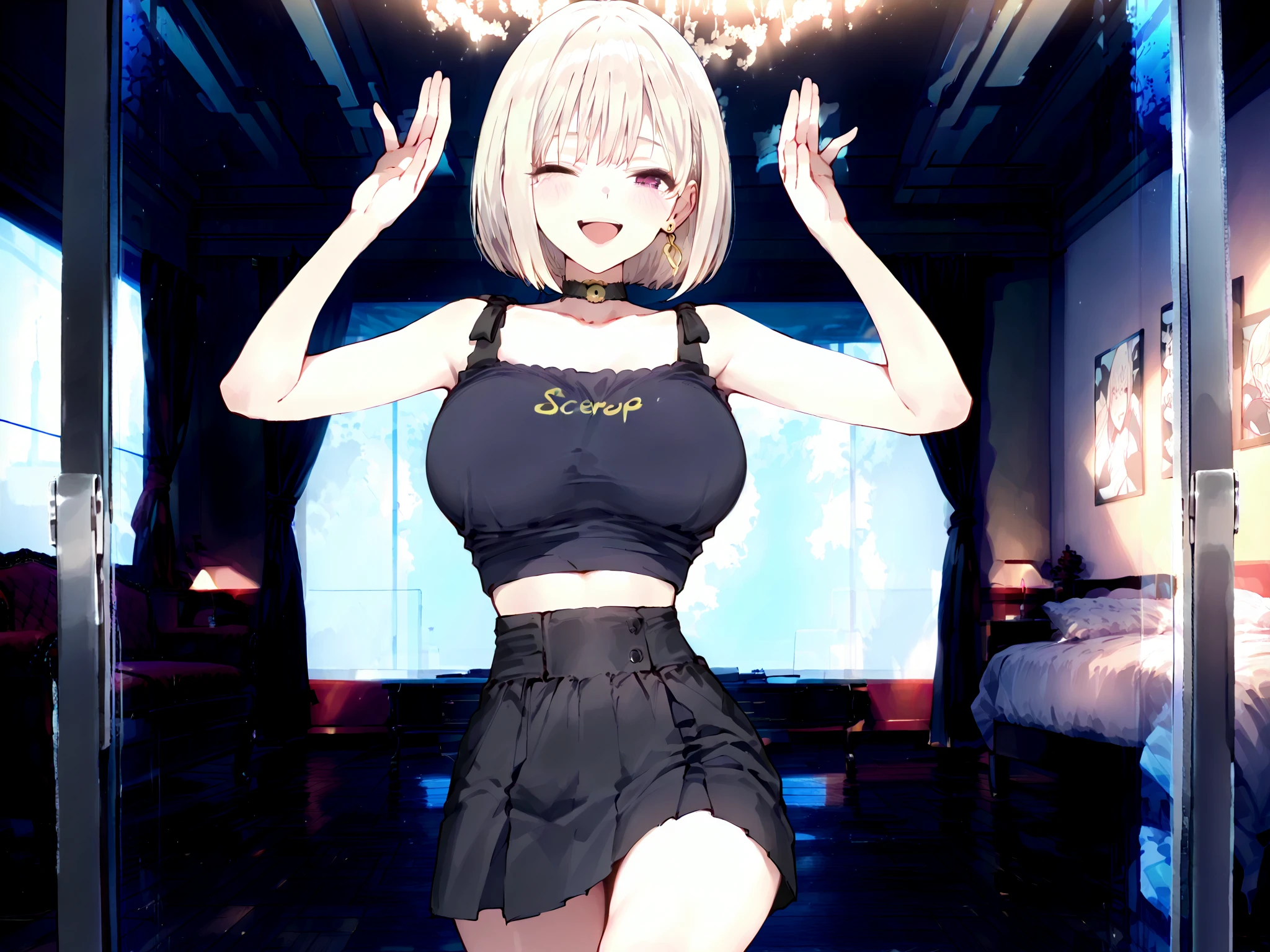 Realistic, Wide-angle,One Girl, blonde、Shortcuts、shy, Embarrassing, ((blush)), (Completely torn costume:1.5), (torture chamber)、In the crowd、Men、Humiliated, (regrettable)、Embarrassing,( surprised:1.3), 、Wide-angle, throw, From below, high school girl、2. Please raise your hand,Handcuffs on both hands、Raise your arms above your head、 Hands tied to the wall, Leaning against a wall, 、Pleated mini skirt、(Torn clothes)、Big Breasts, Light, Shine, (masterpiece), wallpaper