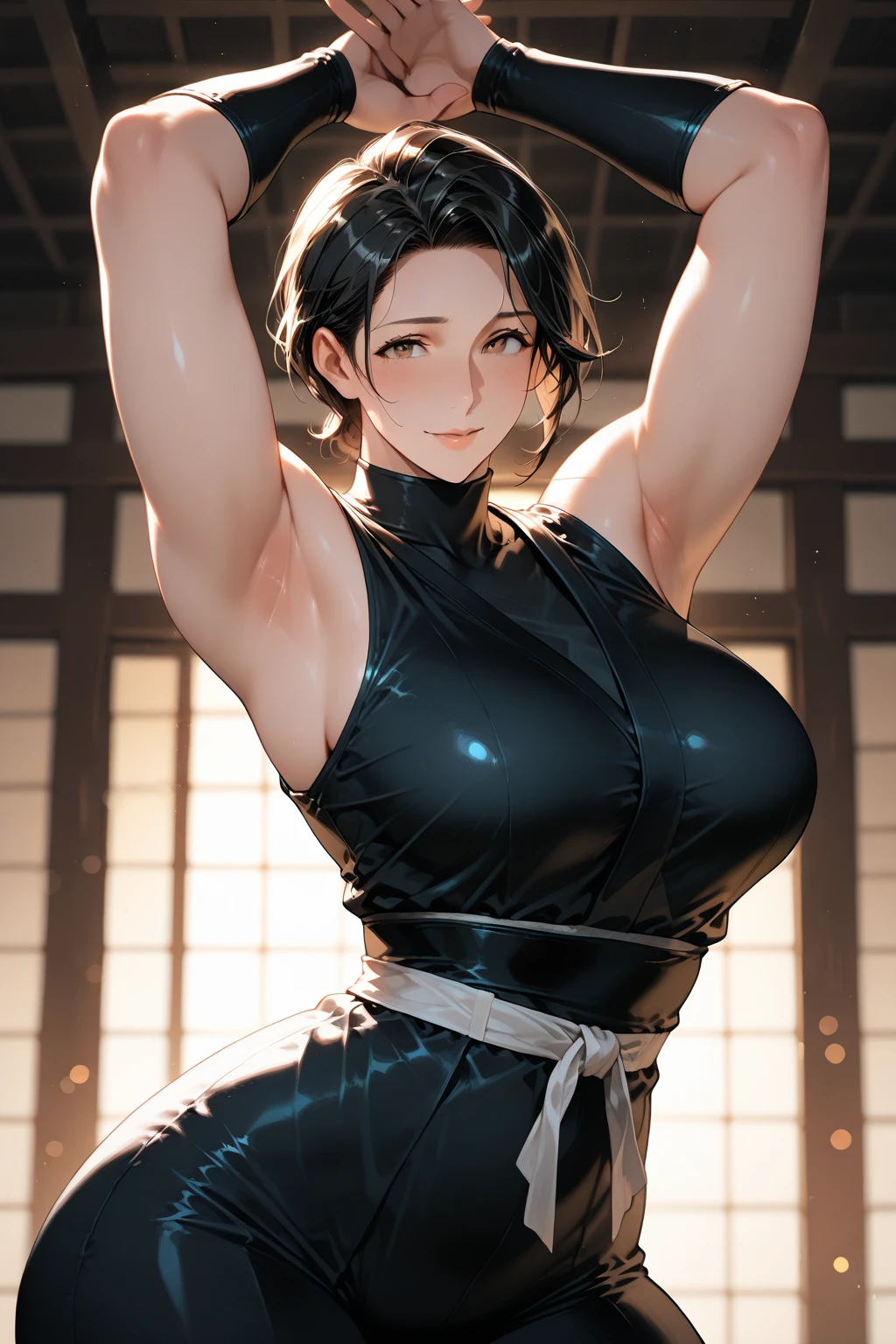 mulher jovem,short black hair , badass , full ancient armor,coxas torneadas
