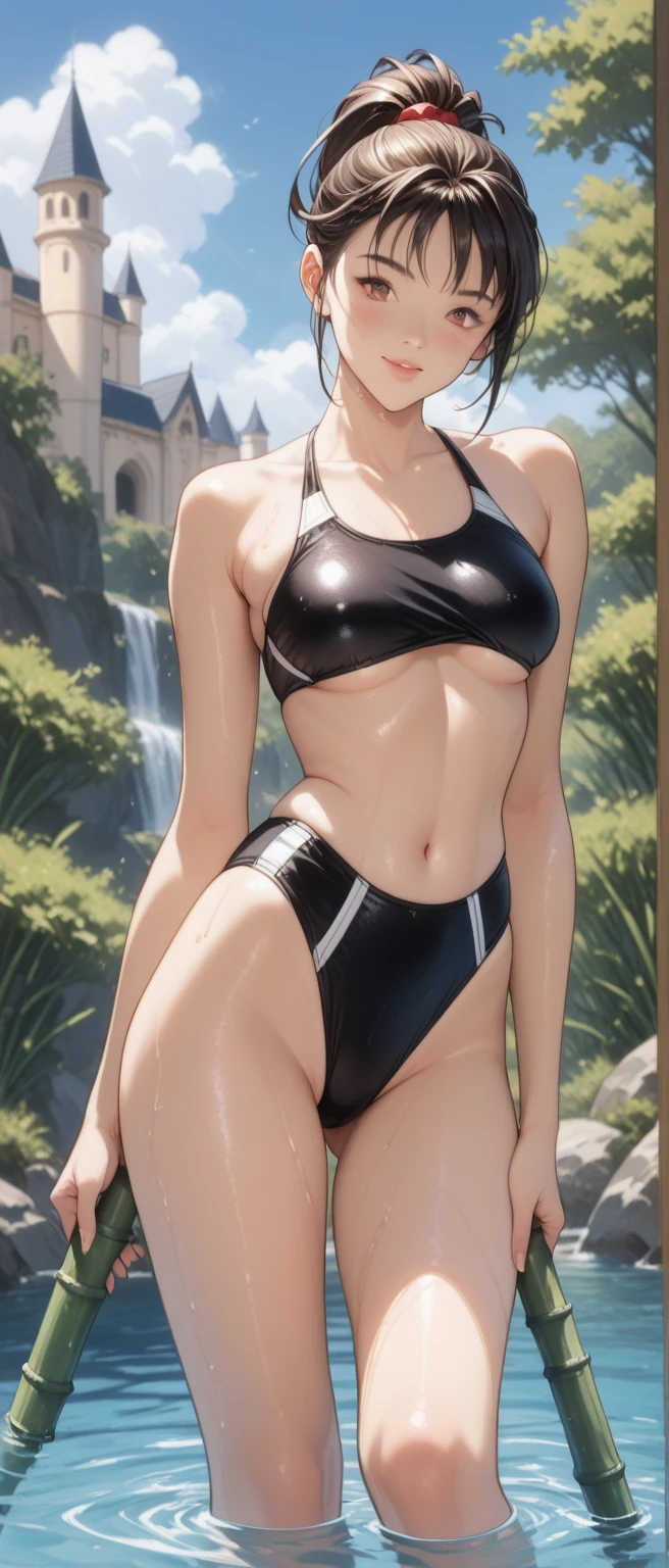 sexy Tracer from overwatch is wearing a lewd microbikini. pussy_outline. sexy pose. nsfw. cameltoe. porn.