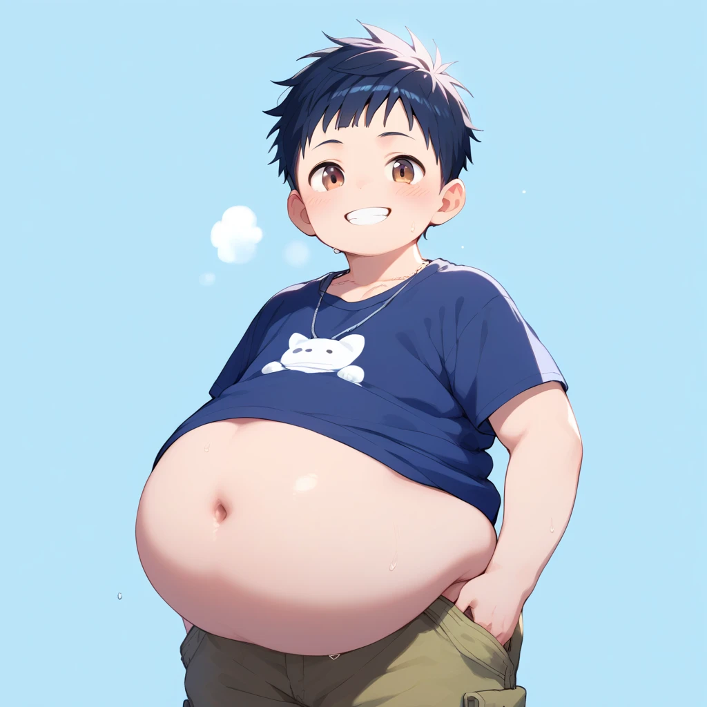 (androgynous), (boyish), beautiful, chubby, (very short hair), (pudgy face), (thick), overweight, beefy, nipples, (cute), (little brat), (naughty brat), (へそ), ぽっちゃりした体, 汗ばんだ体, (臭そうな体), (moobs), (ikemen), (boyish), (obesity)