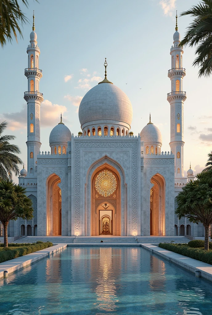 Beautiful mosque with Arabic calligraphy decoration 