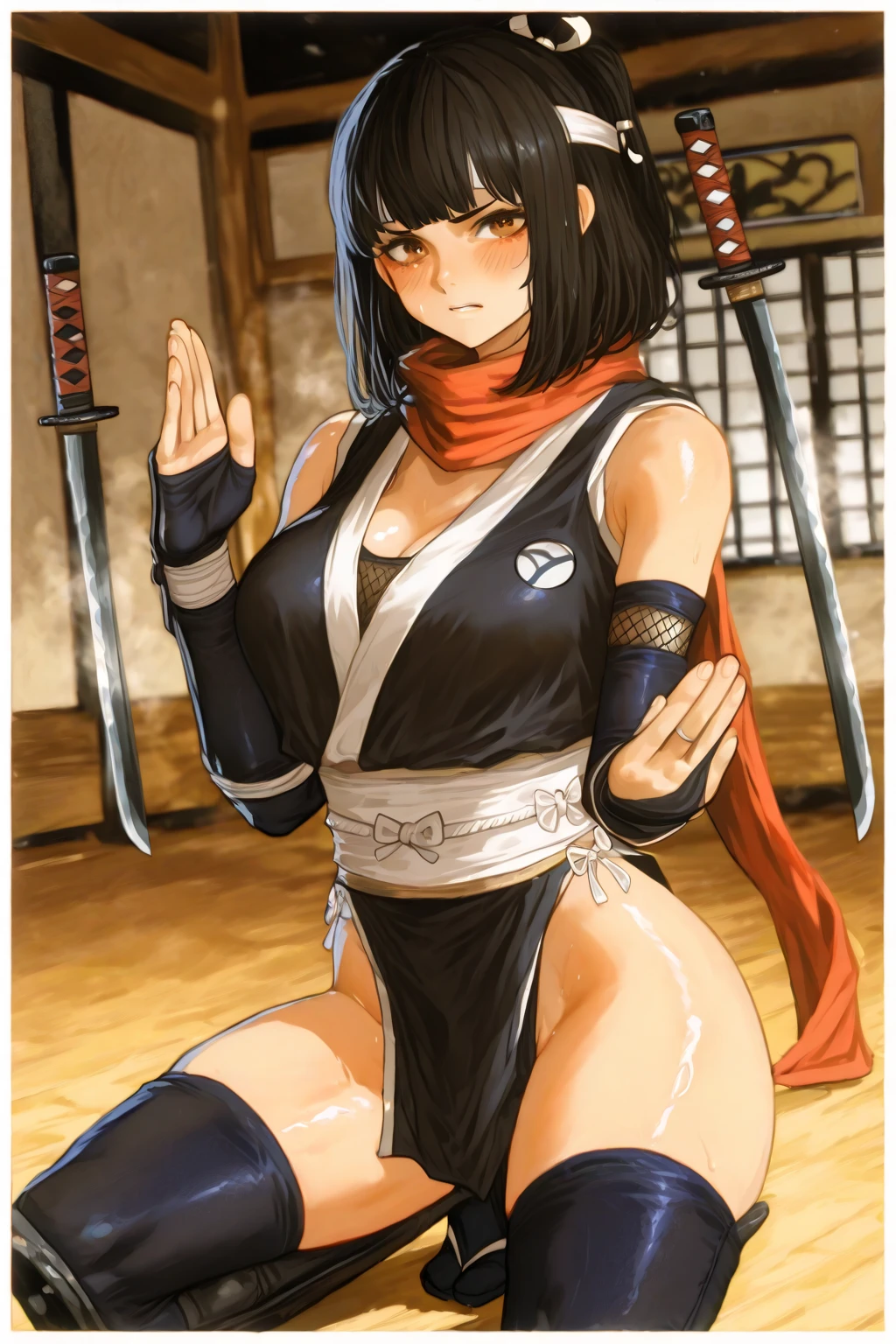 (obra-prima, melhor qualidade, alta resolução), tiro de cowboy, shikims, 1girl, solo, luvas, ombros nus, ninja, roupas japonesas, sexy, thicc, peitos grandes, mamilos grandes, sideboob, various positions, Softporn, hentai, Realistic, plump buttocks, plump buttocks, bumbum grande, from low behind 5meters, (moletom de lingerie branca), (lingerie branca), (lingerie molhada), (lingerie transparente), (Lingerie Cavada), lingerie apertada, modelo lindo, mulher jovem linda, menina sexy, banho de espuma, Young idol of sensual engraving, jovem e fofa menina, ((excitada:1.9)), calor, (dobrando ligeiramente), (arrebitando o bumbum), (bichano_contorno), butt_contorno, (ass_contorno), sensualizando, sorrindo