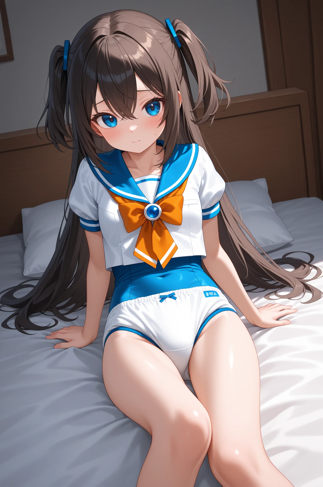  masterpiece, best quality, ultra detailed,1 girl, twin tail, cat ears, school swimsuit, thigh-high socks, nsfw, 