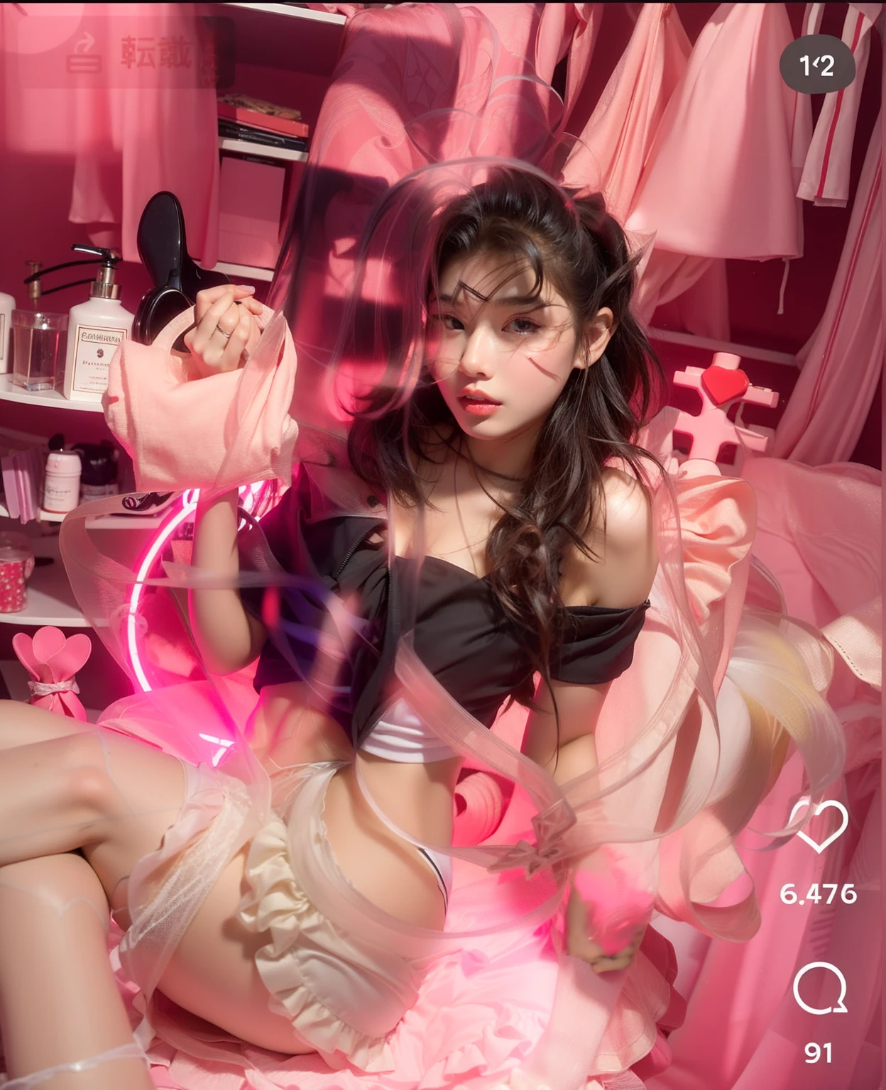 (best quality),(Highest image quality),(highres),original,(Extremely uniform picture),(highly detailed),(best illustration),(an extremely delicate and beautiful),(Pink eyes),(hair flower),high heelss,headband,{{lited_ by self}},{{lingerie shop}},indoor,{{2girls}},loli,high heelss,nowing,hair flower,headband,masterpiece,best quality,official art,extremely detailed CG unity 8k wallpaper,long hair,((cleavage)),pink clothes,Small handbag,long eyelashes,(((silk stockings))),earring,((((Triangle underwear)))),gigantic breasts,garden,dress_lift,(((((Beauty poster))))),((((Off shoulder skirt)))),forehead,shed tears,(((crying))),Pink heart-shaped necklace,Diamond Earrings,(((Long eyelashes))),(Flower tattoo),ahoge,