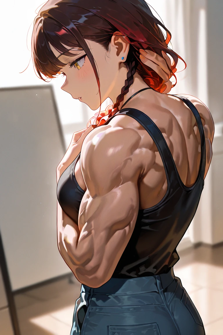 (best lighting) , (Extremely complex and detailed) , 4K unified, (Super detailed CG: 1.2) , (8k: 1.2),(original), (masterpiece) , (best quality),(masterpiece:1.4),Anime-like high quality,(masterpiece),masterpiece, Super clear picture quality，clearer than，（delicate face）best quality, absurd,((peace master, 4k, 8k, Yes, high resolution))1个girl, female student，,(beautiful bass),((Bodybuilders:1.6))(girl)（back view:1）,(((Upper body:1)))Upper body，Completely naked，，The lens is on the back，Back close-up，Close-up of back muscles，at home，in the room，boots(((back view:1)))(((Upper body:1)))Behind the lens，The perspective is behind the scenes((((back view:1)))) ((((back view:1)))) ((((back view:1))))