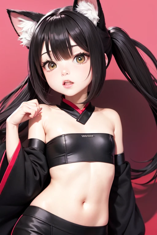 Cat ear, Black Hair, Bikini, Sitting on the floor