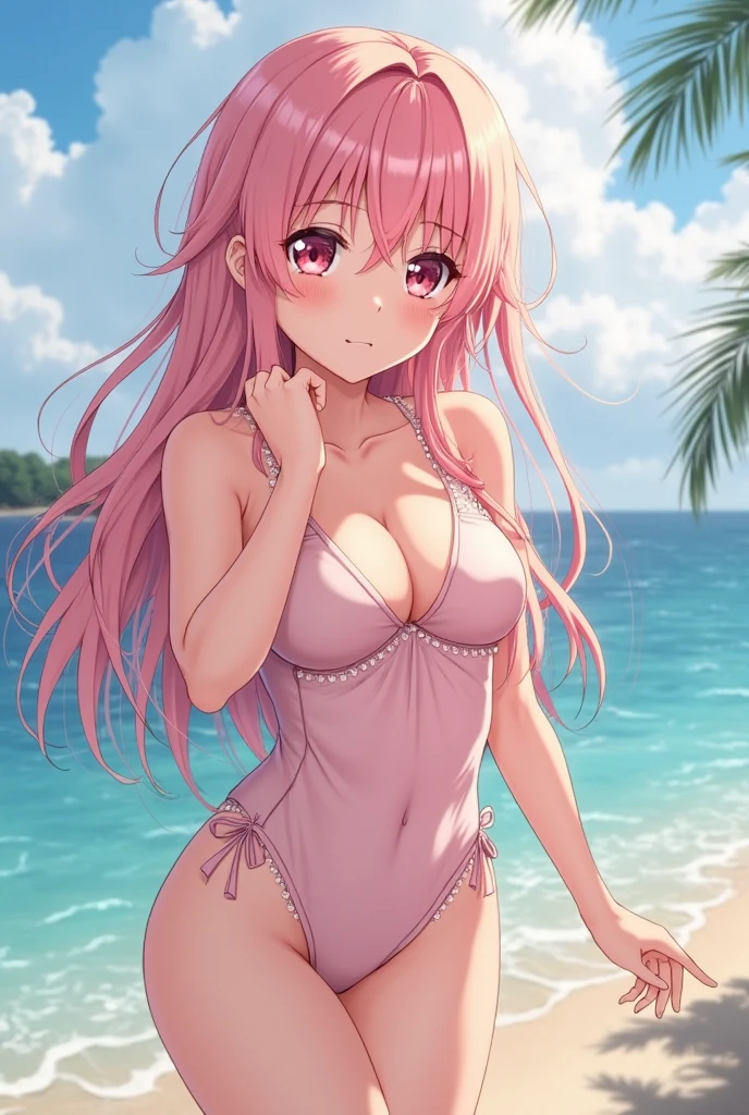 (masterpiece,highest quality, detailed), One girl, alone, Lying on the beach,Point your ass to the camera,Ocean, Fireworks at night, whole body,bikini,Sweat, Ahegao, Roll your eyes, blush, naked、Pink Hair,Messy wavy long hair,open chest white shirt、Black underwear,A tight-fitting shirt、Big Breasts