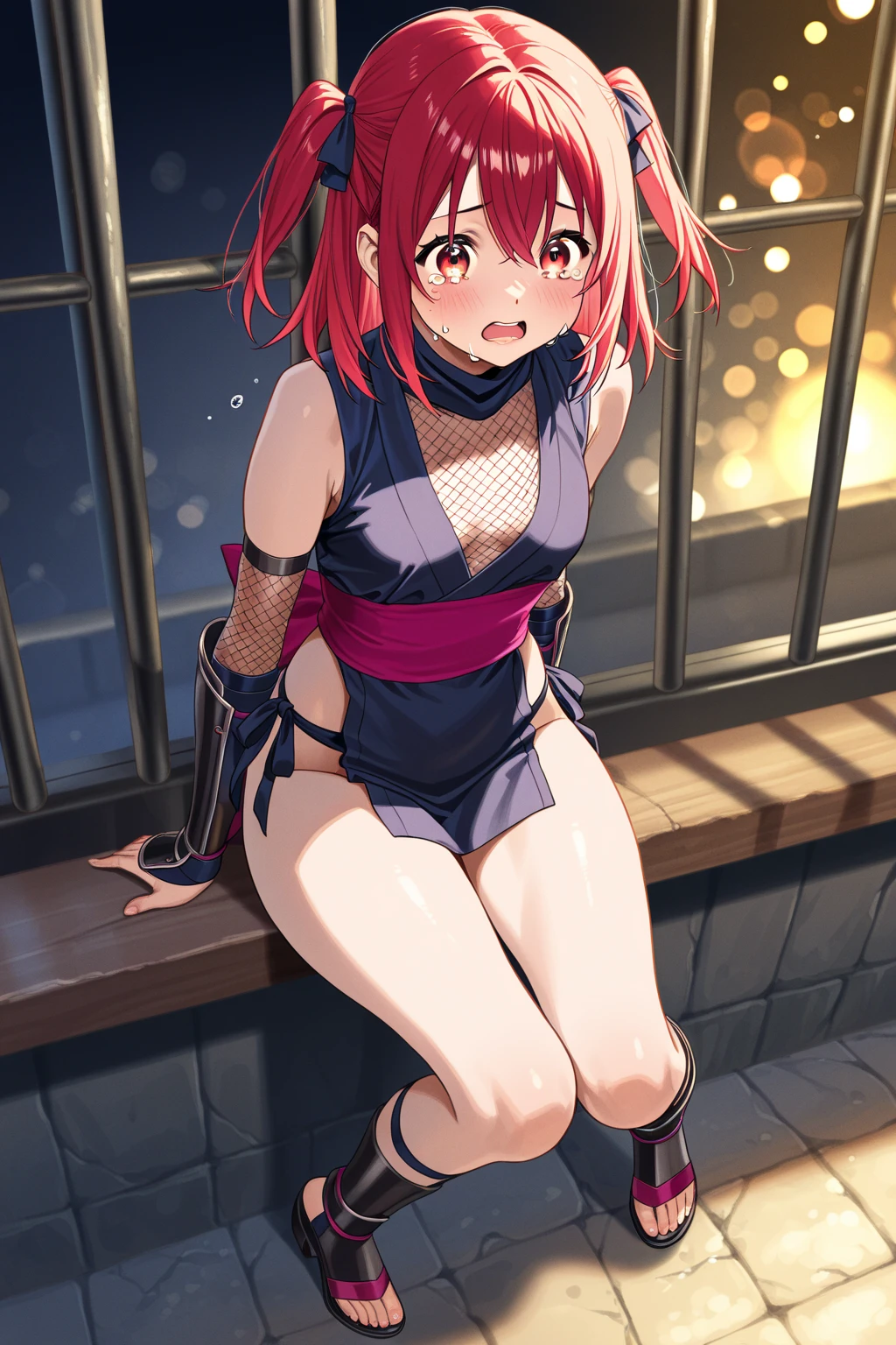 ((Tabletop, Highest quality, High resolution, Pixel perfect, 4K, nsfw)))、1 Girl, Beautiful woman、(((Surrounded by multiple dicks、bukkake)))、((short hair, Twin braids、Red Hair)), ((blue eyes、Beautiful eyelashes, Realistic eyes)), ((Detailed face, blush:1.2)), ((Smooth texture:0.75, Realistic texture:0.65, Realistic:1.1, Anime CG Style))、Big nipples、((Small breasts、Swollen nipples、Thick thighs)), Perfect body、Inside the train at night、((((:or、Embarrassing、Are crying、blush))))、((Sweat))、((Fuck from behind、back、Rear view))、(Hands on chest)、((White Panties))、
