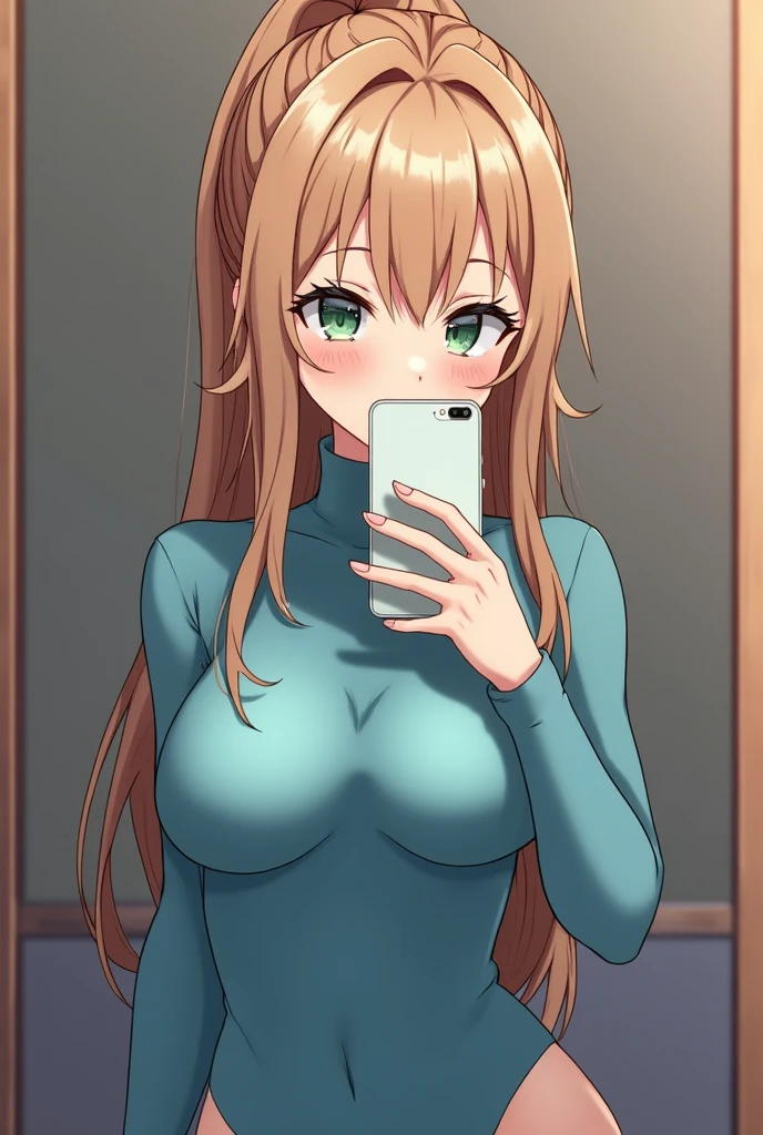 (kinako_(shiratama mochi) style), grass_wonder_\umamusume\), ((topless)), choker, nsfw, masterpiece, denim shorts, buttoned, leather belt, holding smartphone, solo, 1 girl, horse ears, horse tail, ????? nipples, nipples, navel, bare breasts, bare stomach, sweaty, cowboy shot, hair ornament, outdoors, new york, broadway, collarbones, night sky, lights, skyscrapers, slim waist, brown hair, long hair, detailed eyes, beautiful eyes, wet, aqua eyes, necklace, gold bracelet, gold cutouts, jewelries, city