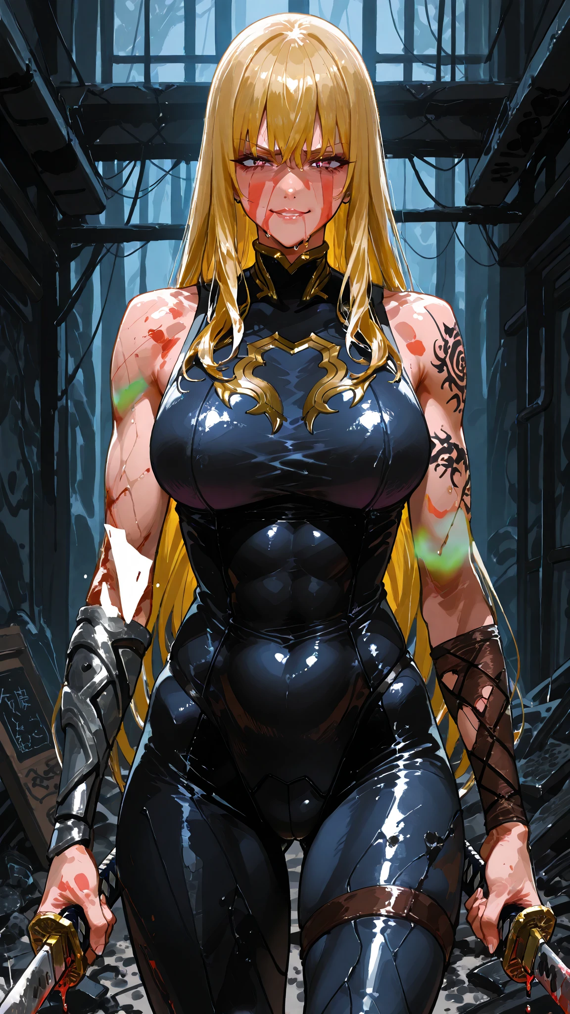 ((Best quality at best)), (The is very detailed:1.2), he is on the side, tmasterpiece, ((offcial art)),1个Giant Breast Girl, Alone,
symbiote,SpiderGwen,SVGM,Blonde hair,