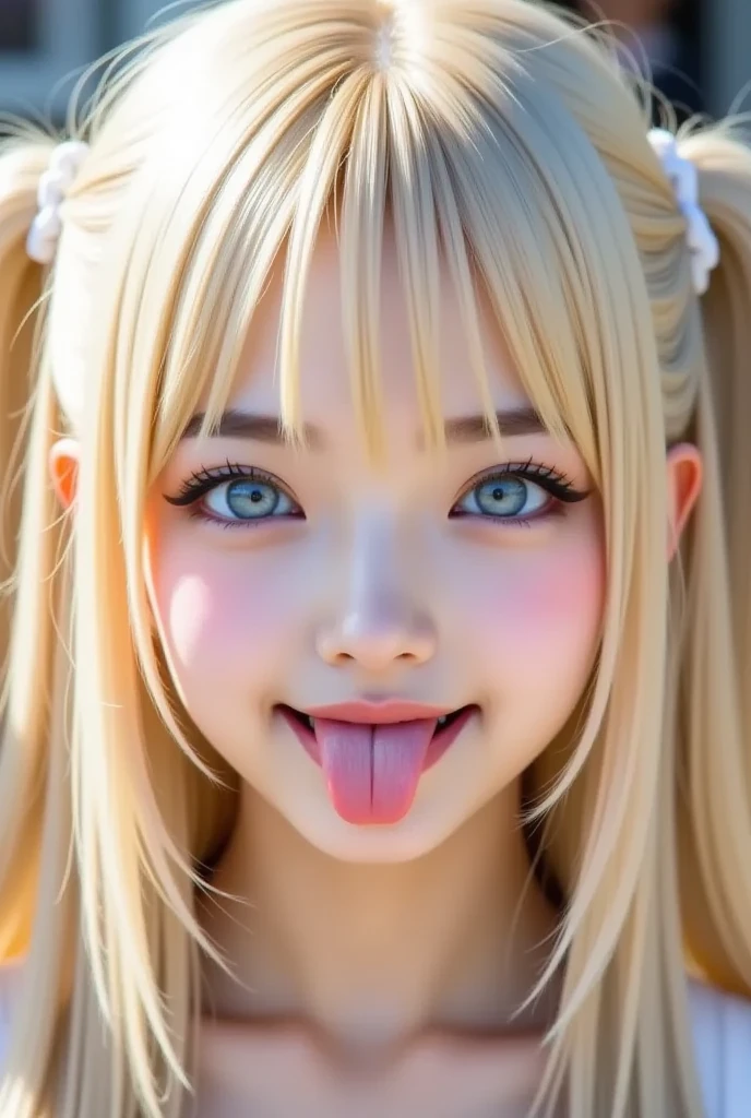 high school girl、Black gal、Blonde、Big Tits、Half naked、Cleavage Emphasis、Twin tails、tongue、penis、(Titty fuck)、