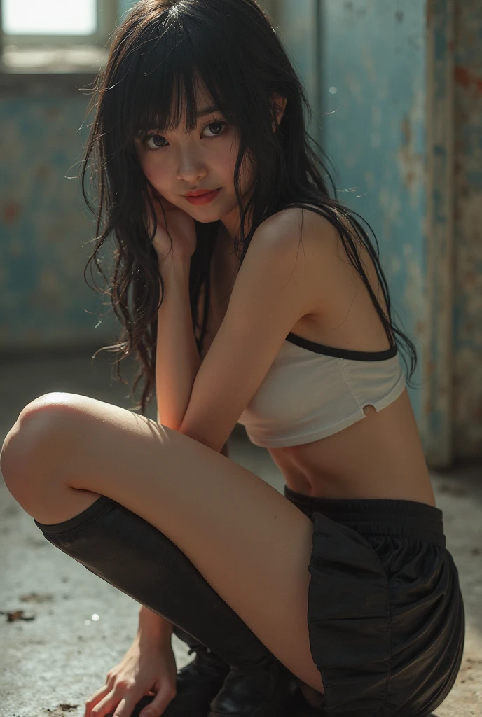 anime tokisaki kurumi in black underwear sitting on a bed with a knife, seductive anime girl, guweiz, beautiful anime girl squatting, artwork in the style of guweiz, attractive anime girl, the anime girl is crouching, kantai collection style, anime girl, fine details. girls frontline, beautiful alluring anime woman, beautiful anime girl, tokisaki kurumi