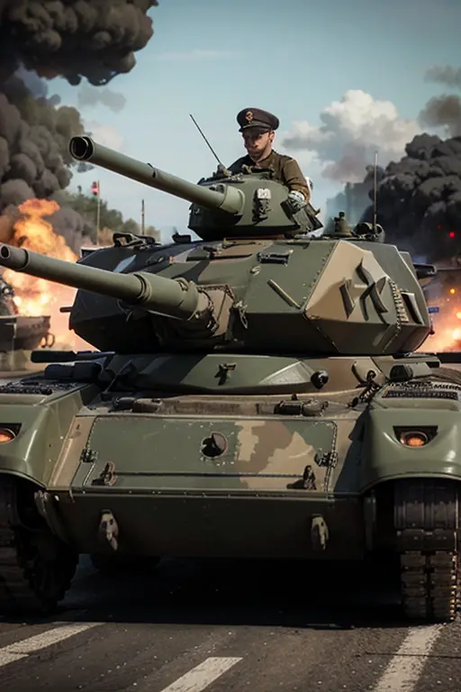 (command and conquer:1.3), tank, explosion, infantry, ultra-detailed, unreal engine, m1 garand,, (masterpiece, best quality),