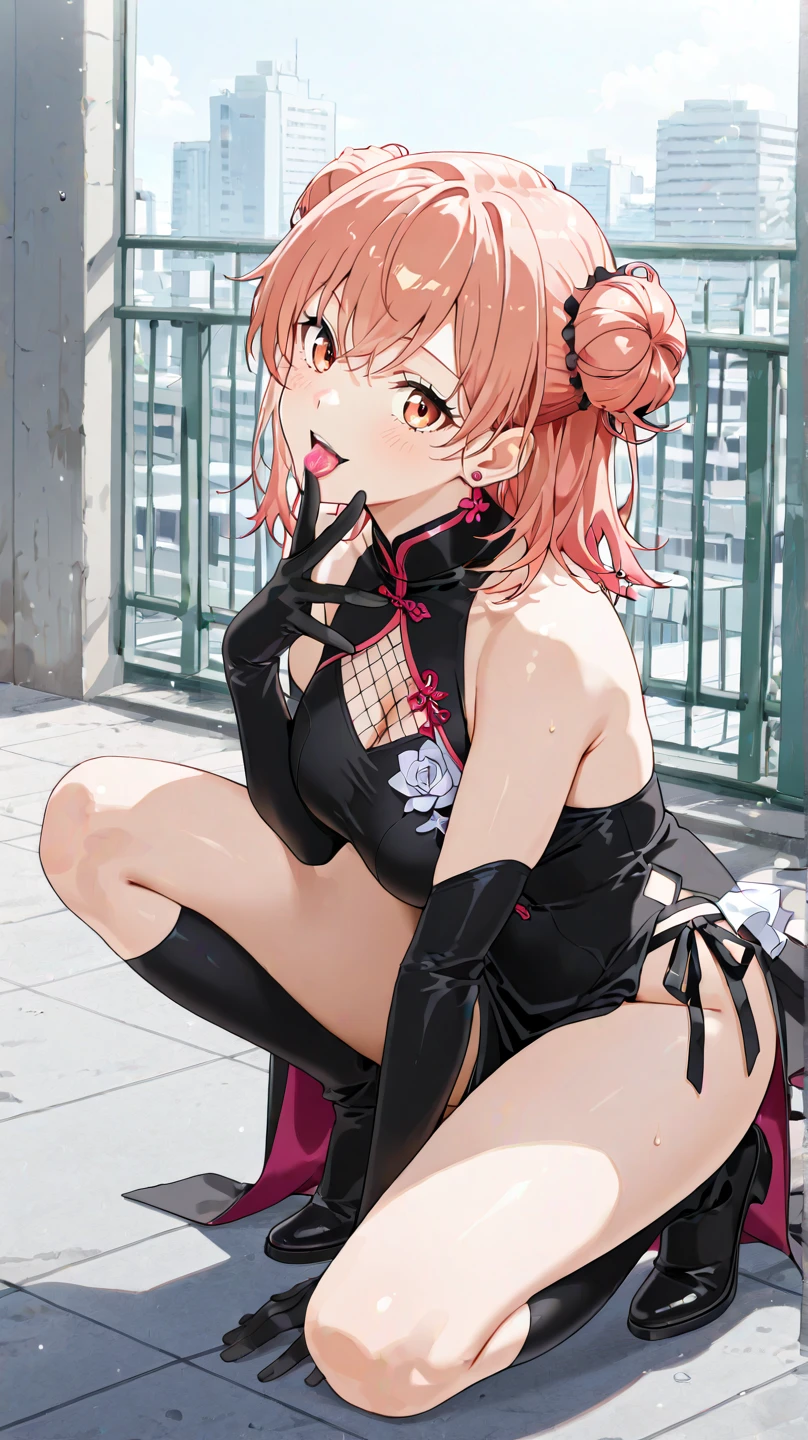 1 person,NsfW, ((Squat,Spread your legs, Sky fellatio)) ,(((Black bodycon dress,Black underwear))),((Evil costume)),Kyoko Masaki,(Yu-Gi-Oh),undefined,short hair, Brown Hair, hair ornaments, high ponytail, ponytail,(Big Tits 1.8), clavicle, Glowing purple eyes,Absurd, brainwashing,Hollow Eyes, ((Wicked Smile, Ecstatic expression)),avert your eyes , Full body portrait, (Field,Dim Alley),night, (Highest quality、4K、8k、High resolution、Must have:1.2)、Very detailed、(reality、reality的なです、reality的な:1.37)、Ticker、Hyper HD、Studio Lighting、Ultra High Definition Paint、Sharp focus、Physically Based Rendering、Extremely detailed、Professional specifications、Vibrancy and color、Blurred、Sports portrait、landscape、Horror Style、Anime Big 、sf、photograph、Concept Artist、Five Fingers, Perfect body, {{{masterpiece}}}, {{{Highest quality}}}, {{Very detailed}}, {shape}, {{Very delicate and beautiful}},Improved cost performance、All Roles、Canon 5D MK4でphotograph、photograph,