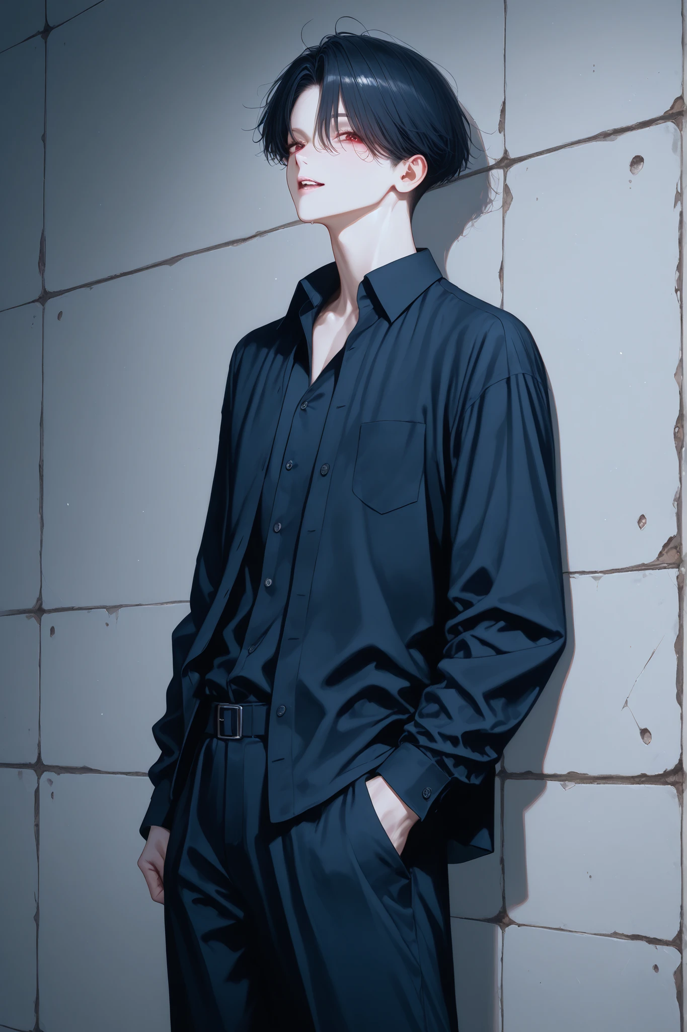 womanhood、cute、sexy、 Very excited 、laughing out loud、Both hands、、Redhead、dark red eyes、red kimono、