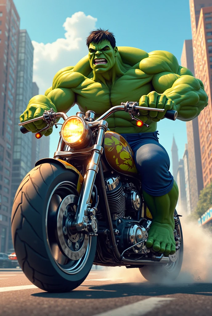 crie pra mim o hulk em um drift trike