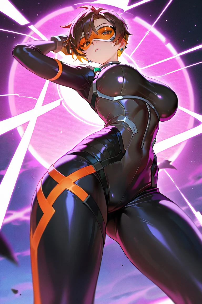 masterpiece, best quality, agrias, grey sweater, black leotard, twirl, spin, blonde hair, superhero, boots, tornado, whirlwind, solo, bare legs, whirl, wind effects, spinning into a tornado, fast spin, stand, time travel, travelling through time, highleg, perfect hands, perfect fingers, highleg leotard, powering up
