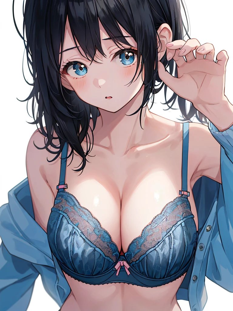 (score_9,score_8_up,score_7_up),masterpiece,best quality, source anime, rating_explicit, (((masterpiece))), (((best quality))), ((ultra-detailed)), ((illustration)), (1girl), (beautiful Japanese woman), (long black hair), (blue eyes), (simple background), (wearing traditional kimono), (detailed face), (perfect anatomy), (detailed light and shadow), (serene expression), (minimalist style),(cleavage:1.1),((shy smile)), (eyeshadow:0.8), digital collaring, (Sun glare;1.2), Bokeh, Depth of written boundary, Blurred Background, Particles of light, Strong winds, glossy skin, spotlight, wearing black bra, (iridescent light:1.4)、
, (cowboy shot:1.3)