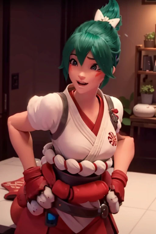 (((Fighting pose))),realistic, realism, photorealism, photo-realistic, high contrast, (photorealistic:1.4), 8k high definition detailed realistic, (best quality, masterpiece:1.2), NSFW,  photon mapping, radiosity, physically-based rendering, best quality, highly detailed, 1girl,  owkiriko, green hair:0.6, looks at the viewer, red dress, ((glowing eyes)),