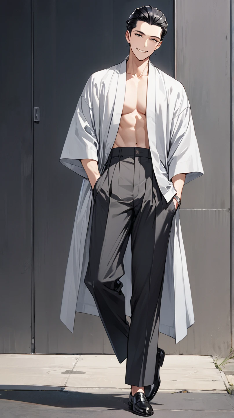 extreme low-angle photo from below of a handsome man in underwear,full body,white hair,in the style of romantic manga,Japan anime styles --auto --s2