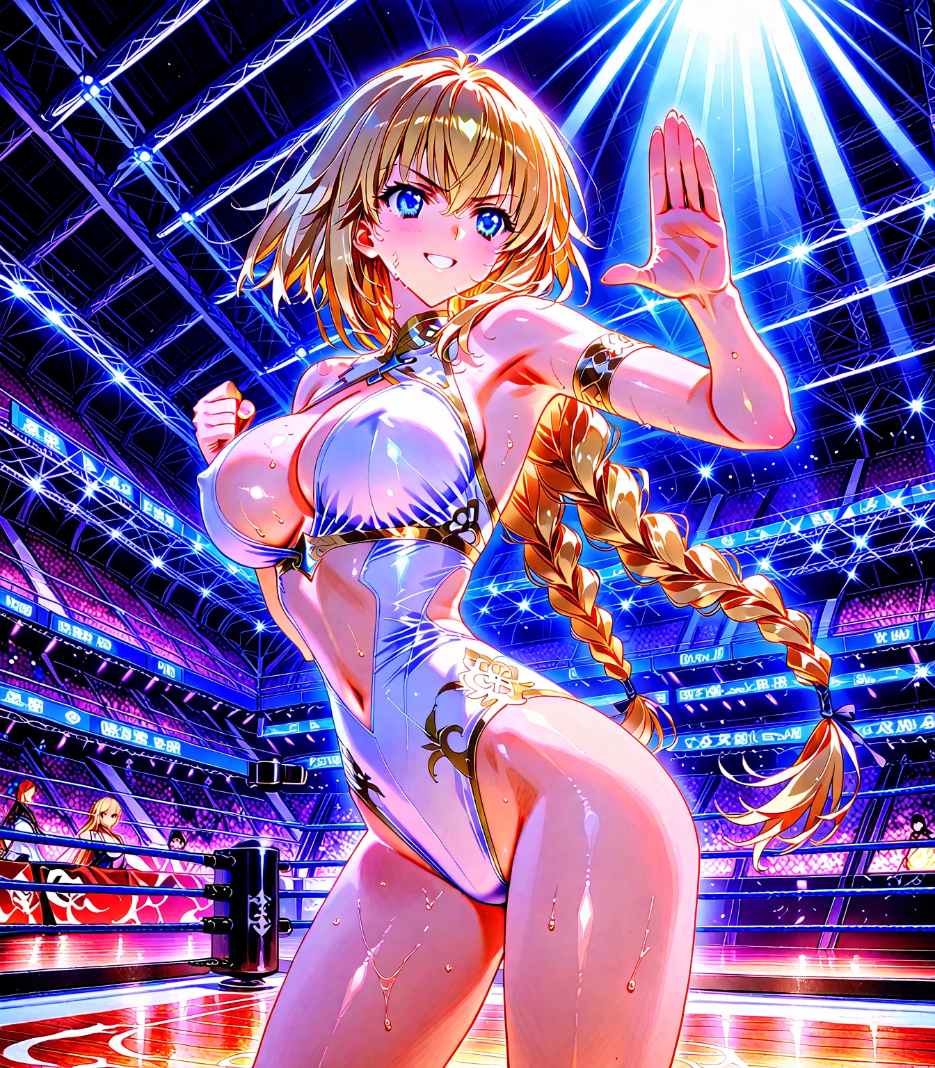 8K、4K,、high resolution、Highest品質、Highest１people々 girl,high quality,A detaileded face、A detaileded eye、detailedな鼻、Mouth details、 Beautiful expression, ((Masseter muscle area)), ((High resolution)), ((Highest品質)), detailed, (Excited face.very happy,), ((Sweaty skin、Shiny skin)), (Knitted bikini:1.3、stockings:1.3)、 girlと, Blonde, (Half Twin Tail)、((:1.5))、White skin:1.3、、Small breasts, Cinema Lighting, It&#39;s perfectly shaded,(((Inside the room:1.2))), Realistic lighting with shades,Show the whole body、((Highest品質、High resolution))、Portraiture、Perfect body、Beautiful and bountiful breasts、Sexually excited expression、((throw、maid shows pussy))、Love Juice、I'm inviting you to have sex