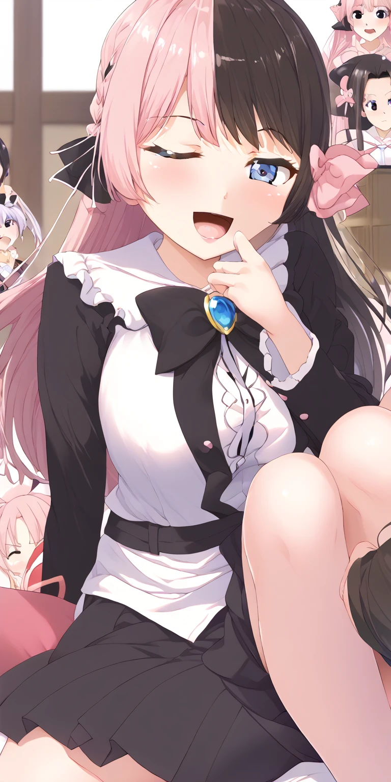 Young girl with pink hair, long twintail hairstyle, small bushy eyebrows, wearing lolita clothes, lolicon (Zankuro) drawing style by zankuro artist, Zancrow style, image uploaded in R34, walking in the mall, flirty smile , suddenly having sex in public, ((doggy style sex)), ((public sex in a restaurant)) naked ass in the male crotch, perfect anatomy,