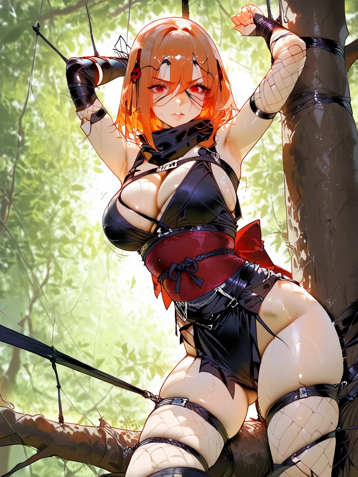 Nino Nakano,pose sexy,futuristic clothing,forest, white light bikini girl, camel toe,
