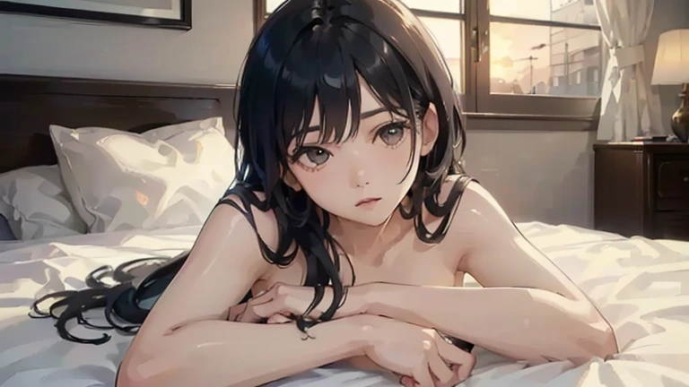 (8K, RAW photo, highest quality, masterpiece:1.2),(realistic, photo-realistic:1.37), ((highest quality)), ultra high resolution,extremely detailed CG unity 8K wallpaper, Physically based rendering,cinematic lighting,Half body, (Bokeh:1.4), (((1 girl))), good shape, (slim waist),Higashiyama Little Red,black hair,Red hairpin,Sweat,nervous,Completely naked、Beautiful、Raise the peace sign with both hands to the sides of your face、Look straight ahead at the viewer、Eloy、forced to have sex、Chikubi beautiful pink、Breasts and pussy fully visible、frightened