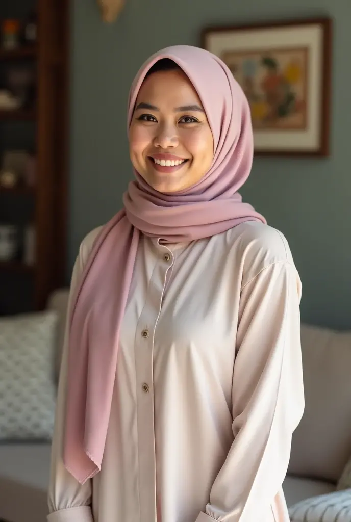 A woman with pink hijab, Realistic, Photorealistic, 8K, Masterpiece, Best Quality, High Definition, Live Action, RAW Photo, Single Woman, Beautiful Body, Big boob, Sexy, naked, NSFW, Married Woman,