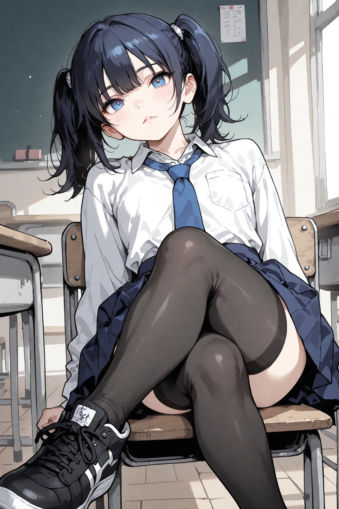 18-year-old girl，cute，Wear a white long-sleeved shirt and a black jacket and a black work tie，Wear black trousers，Wear black booties，Wear white gloves，wear cat ear，Wearing a collar，Black hair，Black eyes，Very thin waist，Very thin legs，Handsome，Disdainful and cold expression，shy，blush，scared，Sweating，tired，pornography，porn action