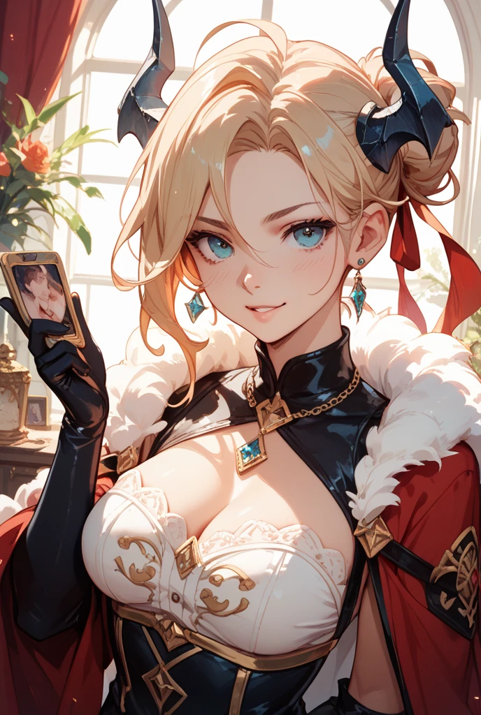 ((best quality)) , ((masterpiece)) , (detailed),Photograph, Golden ratio, Swiss (Fatma:1.1) , Bewitching and Complex, smiling, her hair is Gold and styled as Twist out, Fur collar, Sharp and in focus