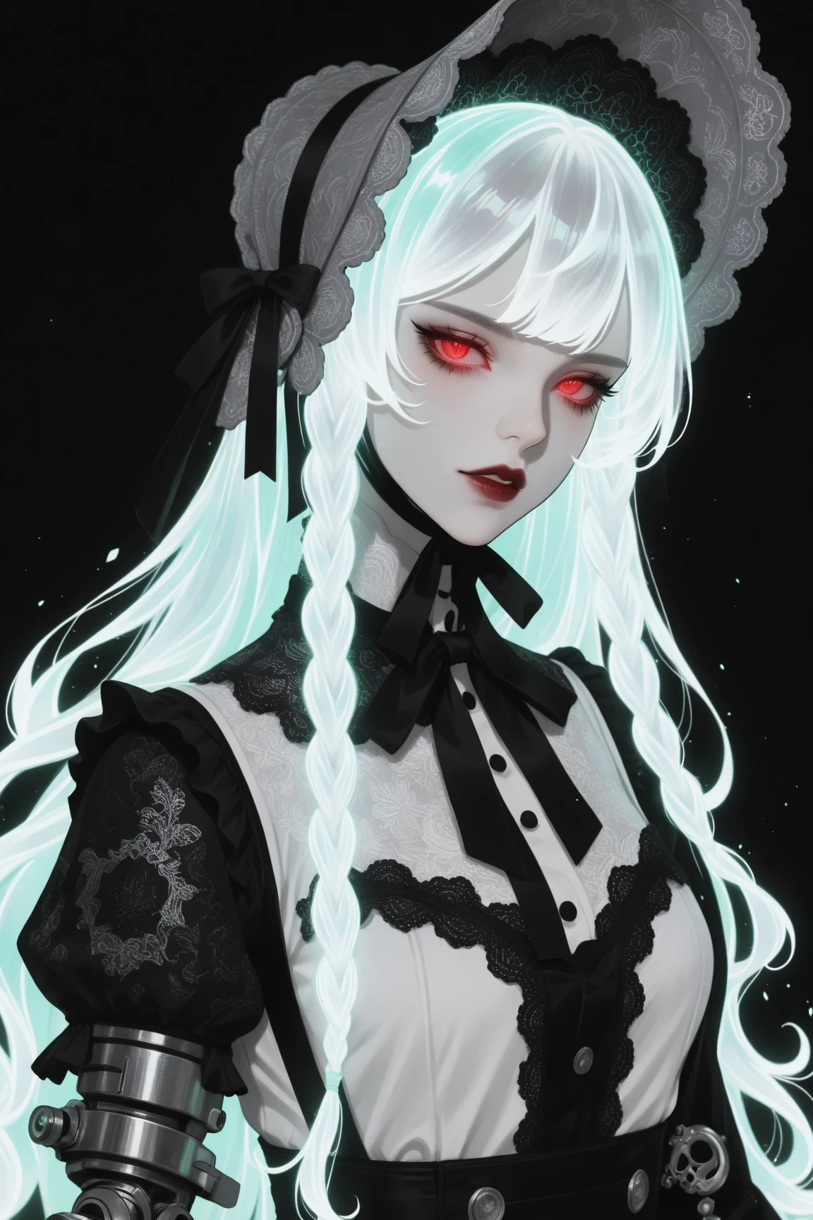 - **white  hair**: She will have long white hair.
- **seductive makeup**: Your lips will be red like blood, and your eyes highlighted with eyeliner and mysterious shadows.
- **yellow  eyes**:eyes with pointed pupils , yellow and mesmerizing.
- **Knotted hair**: She will tie part of her hair into a loose bun.
- **sensual clothes**: A lacy bra and short shorts, revealing your pale skin.
- **modern makeup**: She will wear dark lipstick and long eyelashes, enhancing his piercing gaze.

Here is the 2D anime style vampire I created for you: ![A vampire](sandbox:/graphic_art_prompt_1) 🌟