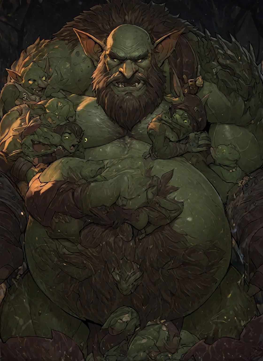 score_9, score_8_up, score_7_up, solo, male focus, chubby male, orc, green skin, tusks, beard, outdoors, micro armor , shoulder armor, breastplate, upper body , pauldrons, day, boots , (( black tight shorts )) , full body , laying spread legs , His body was wet with cum