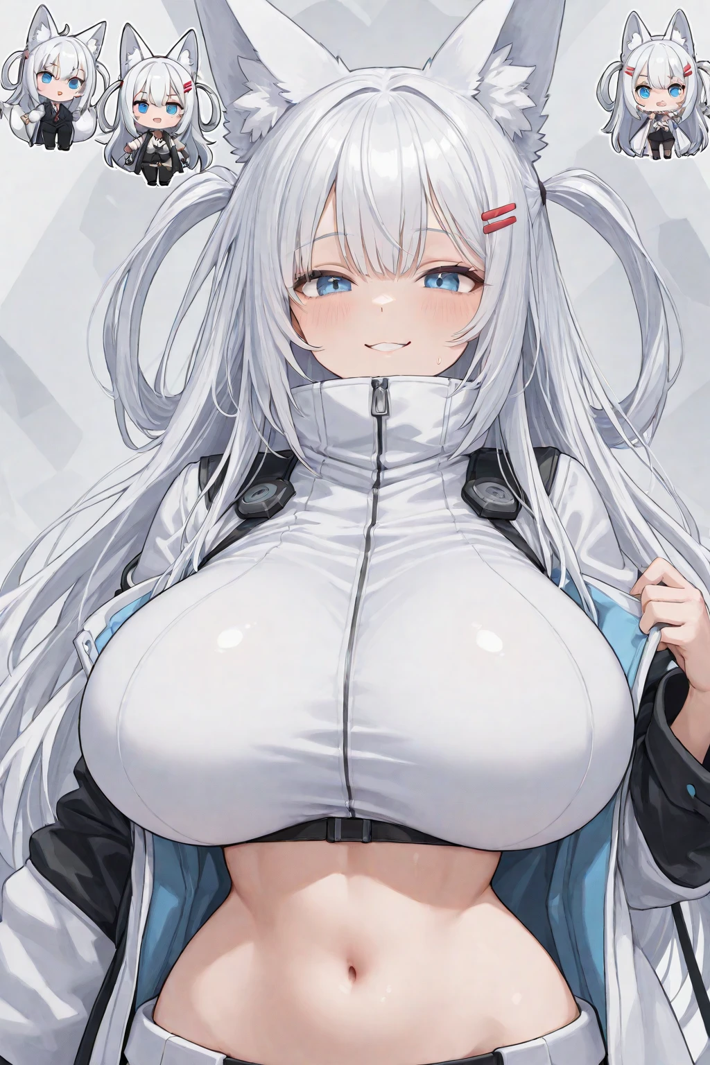 mastute piece,Best Quality,insanely detailed,8k cg,nsfw,
(shoot upper body:1.3),
(1girls:1.3),standing,looking at viewr,body in front,(arms behind back:1.4),(ski wear:1.3),(bare breasts:1.2),(bare nipples:1.2),
break,
blush,shy,(ecstasy face),(trembling:1.2),break,(light white hair:1.3),
break,
perfect breasts,perfect teats,(open mouth:0.9),(large breasts:1.2),
(ski field),snow,