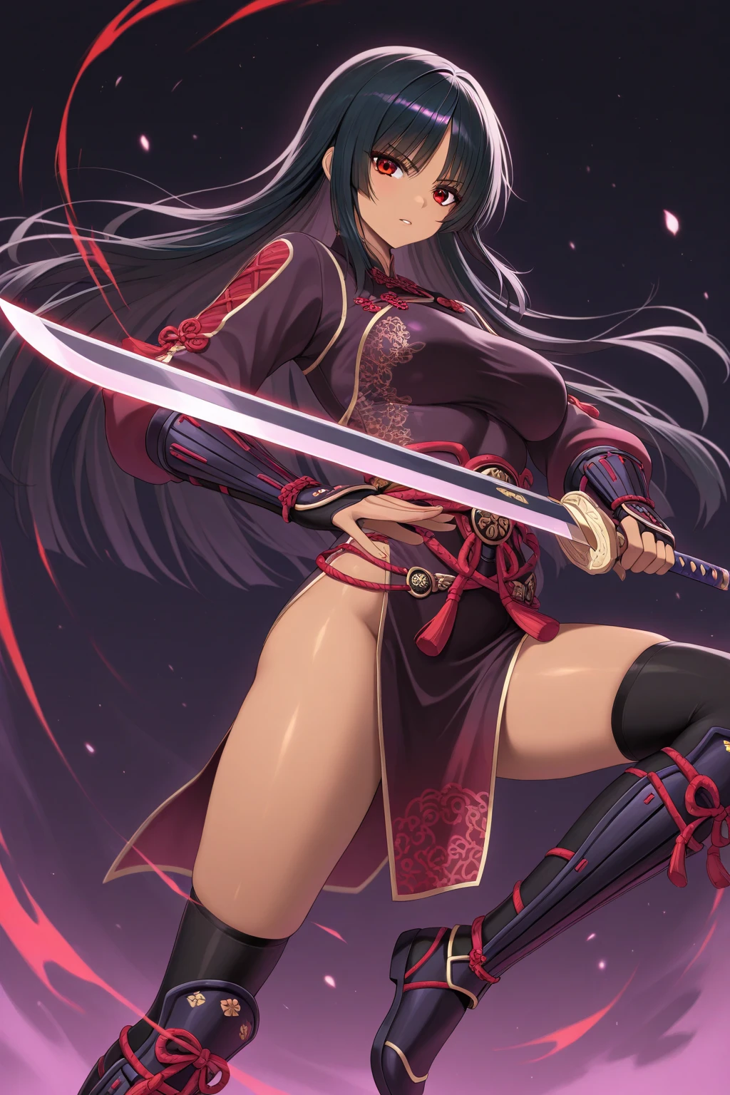 (One Japanese woman)、(Holding a Japanese sword)、(Black Hair)、(Long ponytail)、((Warrior Princess))、((Female Generals))、(Goddess of War)、((Old Japanese Armor))、((Holding the Japan sword))、(True to prompts)、(Deluxe)、(Feminine hourglass curves)、(Glaring with sharp eyes)、(sexy)、(((Huge huge breasts))),(Big Ass)、(Thick thighs)、(Outdoor)、(what'Left behind)、((Large crowd))、(sunny)、(blue sky)、(((Best lighting)))、{{{Browsing Caution}}}、{{{masterpiece}}}, {{{Highest quality}}}, {{ultra-detailed}}, {{shape}}, {{{Very delicate and beautiful}}},{{extremely detailed CG}}、{{unity 8k portrait}}、{{Fabric Shading}}、{{super detailed skin}}、{{Perfect Anatomy}}、{{detailed}}、{{Dynamic Lighting}}、{{{beautiful detailed eyes}}}、{{{beautiful detailed Face}}}、{{{Realistic, RAW Photos}}}、(Perfect Face)、(非常にdetailedな顔)、(Perfect Eyes)、(Perfect Legs)、(Perfect breasts)、(Perfect pose)、(Perfect body)