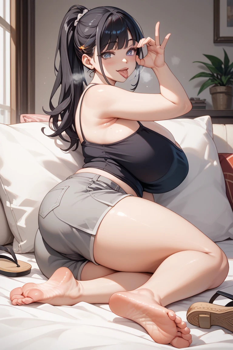 Girl with big breast wearing tight sports bra with angry and shy expression, big thighs, sexy, wearing sports bra, shy, hot, humping the pillow, riding in the pillow, sitting in the pillow, embarrassed, big breast, shy expression, tight sports bra,t, in pain, she is super in pain, dynamic shot, dynamic pose,sweaty, big thighs, horny face, horny, closed eyes, crying, dynamic shot, close up shot, foreshortening shot, she is touching her belly, she is grabbing her butt, she is trying hard, she is naked, she is holding her pee, she is wet, big butt, she is holding pillow hard, she is giving birth, long hair, black hair, bangs, no mouth