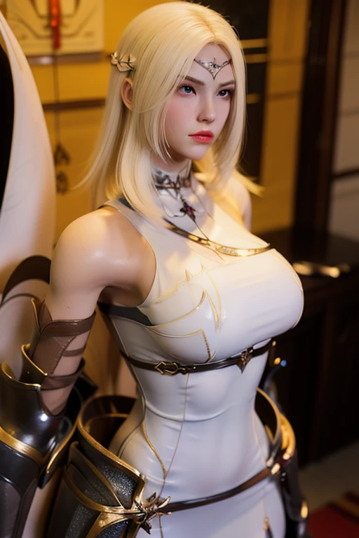 ((8k、masterpiece、RAW Photos、Live Action、最high quality、Surreal：1.2))、(最high quality: 1.2)、High resolution RAW color photos、Professional photography、Beautiful woman、solo、(medieval fantasy style:1.2)、Attention to detail目と口、Blonde、(Large Breasts:1.2)、(Medieval European style monk&#39;Clothes:1.3)、Charming smile、Tight waist、Exquisite detail and beautiful lighting、Mouth details、Textured skin、Super Detail、Attention to detail、high quality、High resolution、Whole Body Ezbian、Beautiful Hair、Flashy lighting、Laugh happily、vivid、bar、