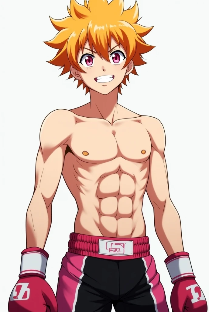 score_9, score_8_up, score_7_up, score_6_up, boy, red hair, short hair, hair down, bangs, small grin, shirtless, purple briefs, cool, front, fit, huge bulge, flexing, looking at viewer, simple white background, concept art, RinotunaYei, 