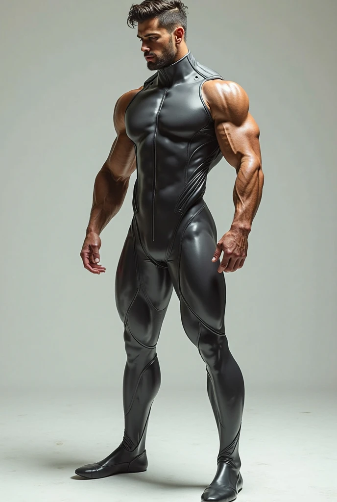 Andrew Garfield muscular and in tight black wrestling clothes