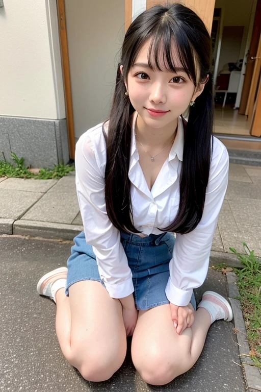 ulzzang -6500-v1.1、(top-quality、masterpiece)、(Raw foto:1.2)、(Photorealsitic:1.4)、top-quality、masters、illustratio、an extremely delicious and beautiful、extremely details CG、Unity、8k wallpaper、astonishing、finely detail、Master's masterpieces、best qualtiy、Official art、extremely detailed CG unified 8k wallpaper、huge filesize、ighly detailed、(Twisting the skirt)、Single girl in high resolution、(1 persons)、 in her 20s、(Representation of the human body based on accurate anatomy)、 intricate detailes、((Japan schoolgirl in short skirt in uniform.)), (Super mini navy blue pleated skirt with neat white off-shoulder cut), bionde、((E-Cup Question Chest Open))、(Women with big breasts), (Off-shoulder cut knitwear is larger and braless, So it's cramped),、(skinny thigh)、Very beautiful eyes、Bright ultramarine eyes、(Detailed pupils that reflect light)、(The iris of the eye is painted with fine patterned details)、Natural Eyeshadow、Drawing realistic shadows on the body assuming a light source., Cute girl and mature beauty、Whitening skin、a baby face、(Before and after standing々Pose, Squatting, or sleeping)、Poses that emphasize the buttocks、red blush、I don't want to hide my ass、an ecstatic look on one's face, troubled look, ssmile、Many races、Show off your plump buttocks、Who wants to show off their butt、, I can see panties, (Pink Panties), (Sit and open legs), ((Fold your middle and ring fingers to touch your panties)), bare butts、Backward posture, (Any pose, Because the skirt is constantly twisted by the wind or hands、Pants and buttocks are perfectly visible.), NSFW、Beautiful garden with flowers、Clear sunshine、a short bob